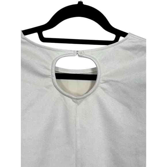 Le Lis NWT Anthropologie Cream Short Sleeve Cropped Size XL Peekaboo Back Soft - Picture 5 of 5